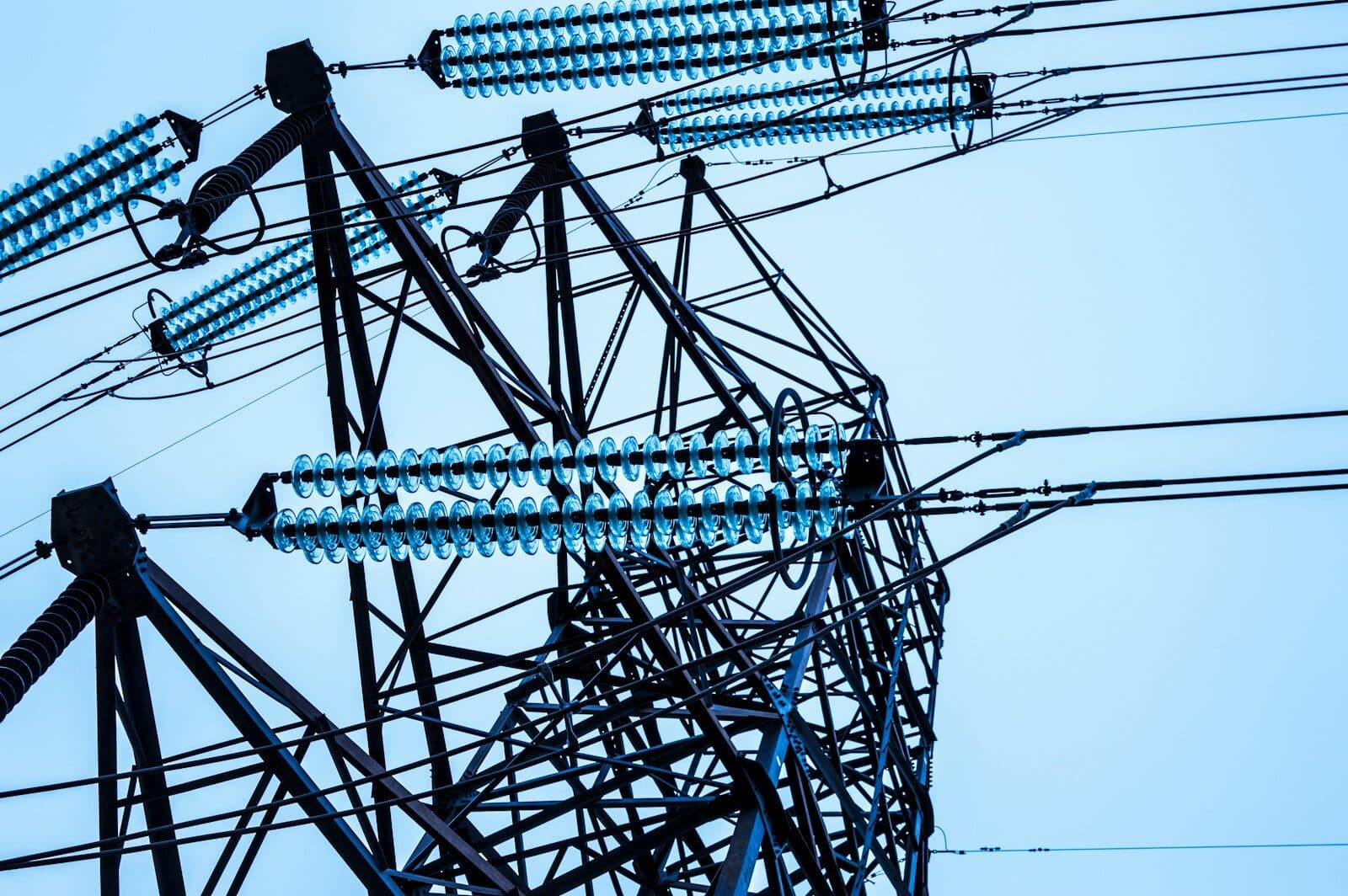 a close up of a power line with lots of wires